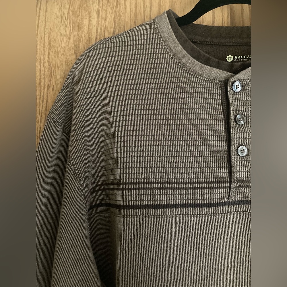 Haggar Clothing Pullover Size XXL 3 Button Layered Collar Light Brown - Picture 2 of 8